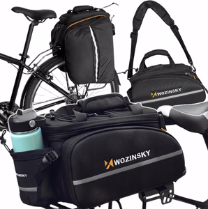 Wozinsky large bike rack bag 35l + rain cover black (WBB19BK)