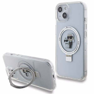 Karl Lagerfeld KLHMP15SHMRSKCH iPhone 15 / 14 / 13 6.1 valkoinen/valkoinen kovakuori Ring Stand Karl&Choupette MagSafe