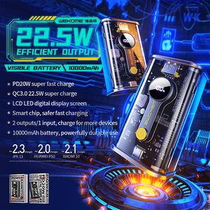 WEKOME WP-333 Vanguard Series varavirtalähde, 10000 mAh, PD 20 W + QC 22,5 W, musta ja läpinäkyvä