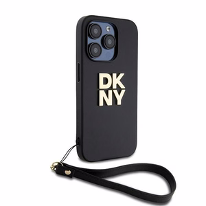 DKNY Wrist Strap Stock Logo Suojakuori iPhone 15 Pro:lle - Musta