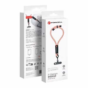 Forcell F-DESIGN R10X40 rannehihna puhelimelle säädettävällä pituudella (max 20cm silmukassa) vaaleanpunainen valkoinen