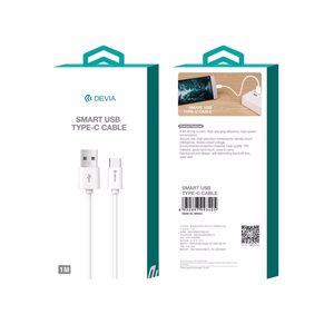 Devia Smart EC082 -kaapeli USB - USB-C 1,0 m 2,1A valkoinen