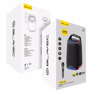 Blavec Portable Bluetooth-kaiutin TWS WS-01 Karaoke 160W mikrofonilla - musta (vahingoittunut pakkaus)