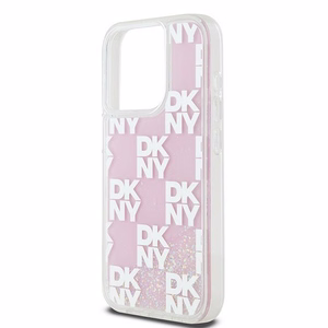 DKNY suojakuori iPhone 15 Pro 6,1' DKHCP15LLCPEPP valkoinen HC nestemäiset kimalteet ruutukuviolla