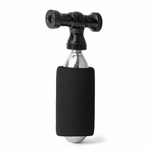 Rockbros CO₂ pump, aluminum alloy valve head, cartridge-free, Presta/Schrader compatible - black