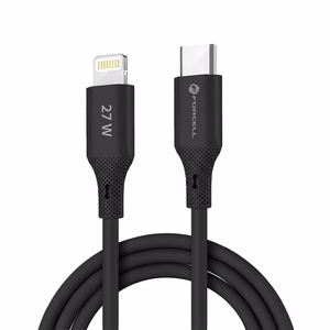 Kaapeli USB C - Lightning Forcell F-Energy PD 3A 27W Silikoninen 1 m C346 musta