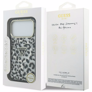 Guess Leopard Glitter MagSafe -kuori iPhone 17 Pro musta