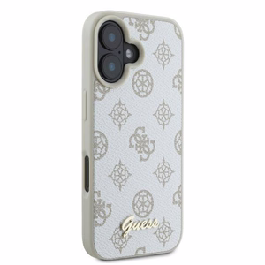 Guess Peony Script Logo MagSafe iPhone 16 Suojakuori - Valkoinen