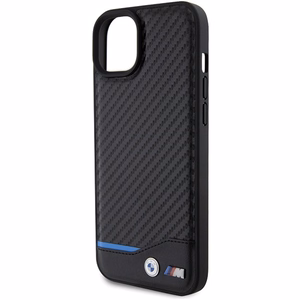 BMW Nahkainen Carbon Suojakuori iPhone 15 Plus:lle - musta