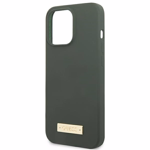 Guess Silicone Logo Plate MagSafe Suojakuori iPhone 13 Pro / iPhone 13:lle - vihreä