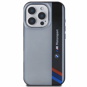 BMW Motosport IML Vertical Stripe Suojakuori iPhone 16 Pro:lle - harmaa