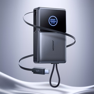 Joyroom JR-PR1 10000mAh 22.5W Powerbank sisäänrakennetulla sisäänvedettävällä USB-C-kaapelilla - musta