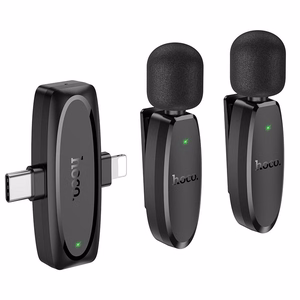 Wireless lavalier microphone Lightning / USB C Hoco 2 pcs L15 black