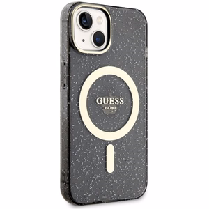 Guess GUHMP14MHCMCGK iPhone 14 Plus 6.7 musta/musta suojakuori Glitter Gold MagSafe