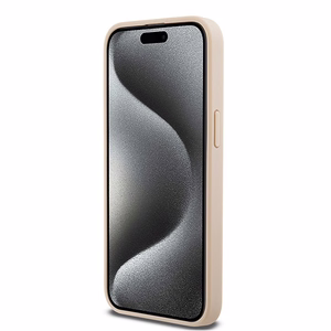 DKNY Nahkainen Mono Raita ja Metallinen Logo Suojakuori iPhone 15 Pro Max:lle - vaaleanpunainen