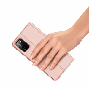 Dux Ducis Skin Pro Kirjahylly tyyppi tapauksessa Samsung Galaxy A03s vaaleanpunainen
