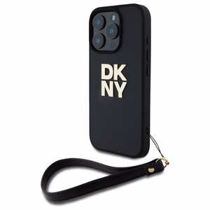 DKNY Wrist Strap Stock Logo Suojakuori iPhone 16 Pro:lle - musta