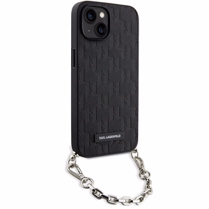 Karl Lagerfeld KLHCP14SSACKLHPK iPhone 14 6.1 musta/musta kovakuori Saffiano Monogram Chain