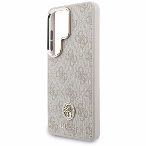 Guess 4G Big Rhinestone Triangle Strap MagSafe -suojakuori Samsung Galaxy S26 Ultralle vaaleanpunainen