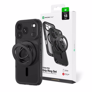 AmazingThing Titan Pro Lens Ring Set suojakuori mallille iPhone 18 Pro, kameransuojuksella ja magneettirenkaalla, MagSafe-yhteensopiva – väri: musta