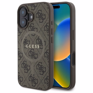 Guess 4G Ring Classic Logo MagSafe Suojakuori iPhone 16:lle - Ruskea