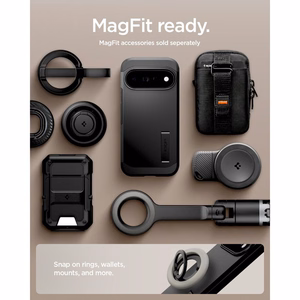 Musta Spigen Tough Armor Mag MagSafe -suojakuori Google Pixel 11 Pro -puhelimelle