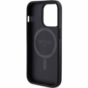 Guess-suojakuori iPhone 15 Pro Max 6,7' GUHMP15XG4GFRK musta HC MAGSAFE PU 4G RING CLASSIC LOGO
