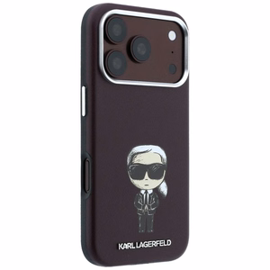 KARL LAGERFELD -kotelo mallille IPHONE 18 Pro Max/ 17 Pro Max MagSafe-yhteensopiva (Smooth Ikonik Sketch) (väri: viininpunainen)