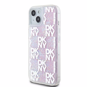 DKNY Liquid Glitter Multilogo Suojakuori iPhone 15 / 14 / 13:lle - vaaleanpunainen