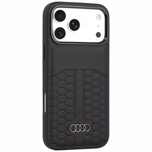 Audi -nahkasuojakuori laitteelle iPhone 18 Pro Max / 17 Pro Max, MagSafe-yhteensopiva – musta