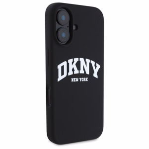 DKNY Silicone White Printed Logo MagSafe Suojakuori iPhone 16:lle - musta