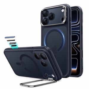 ESR Classic Hybrid MagSafe -suojakuori telineellä iPhone 18 Pro / 17 Pro -malleille, tummansininen