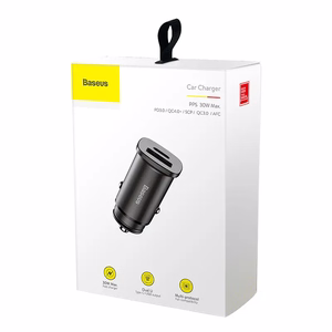Baseus Square PPS älykäs autolaturi USB QC 4.0 ja USB-C PD 3.0 SCP -porteilla, musta (CCALL-AS01)