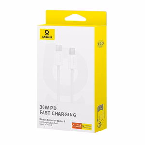 Baseus Superior Series ll USB-C - USB-C 30W 480Mb/s -kaapeli 1 m - valkoinen