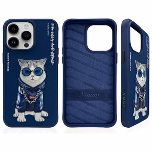 NIMMY Suojakuori GLASSES COOL CAT iPhone 15 Pro:lle sininen