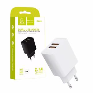Laturi Denmen (DC02W) (2xUSB 2.1A) valkoinen