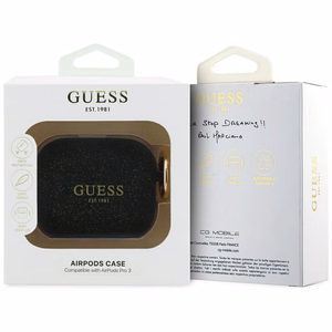 Guess Silikoninen Glitter Ring Suojakuori AirPods Pro 3:lle - Musta