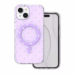 Bubble Dots Mag suojakuori iphone 15 6,1":lle, violetti