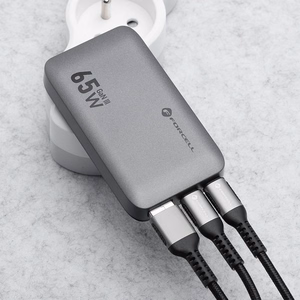 Puhelinlaturi Forcell F-Energy Ultra Slim GaN III 2 x USB C + USB A QC4.0 PD 4A 65W VT-47 harmaa 0INT