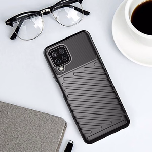 Thunder Case Joustava Kova Rugged Cover TPU Kotelo Samsung Galaxy A22 4G musta