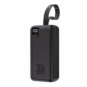 Wozinsky W8-W 30000 mAh 30W varavirtalähde, 2x USB-A, USB-C, taskulampulla, musta