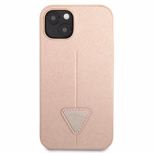 Guess GUHCP13SPSATLP iPhone 13 mini 5.4" vaaleanpunainen/vaaleanpunainen kova kotelo SaffianoTriangle Logo