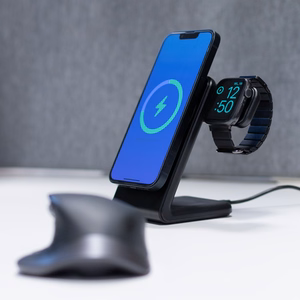 Crong MagSpot Pivot Stand 3-in-1 MagSafe-compatible wireless charger for iPhone, Apple Watch and AirPods, black