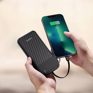 Dudao K11 10000mAh Powerbank sisäänrakennetuilla kaapeleilla - musta