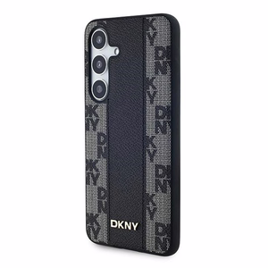 DKNY Nahkainen Checkered Mono Pattern MagSafe Suojakuori Samsung Galaxy S24:lle - Musta