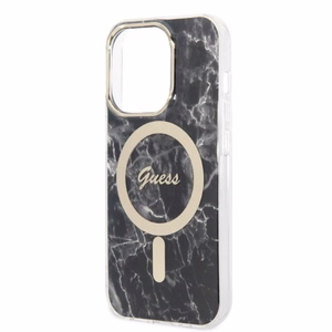 Set Guess GUBPP14LHMEACSK suojakuori + laturi iPhone 14 Pro 6.1 musta/musta kova suojakuori Marble MagSafe