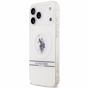 US Polo DH and Bottom Stripe Logo MagSafe Suojakuori iPhone 17 Pro Max:lle - Valkoinen
