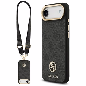 Guess 4G Strass Logo & Big Strap Metal Buttons MagSafe Suojakuori iPhone Air:lle musta