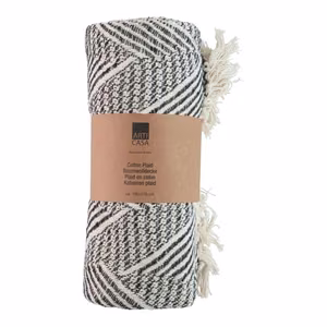 Arti Casa kalanruotokuvioinen puuvillapeitto, 130x170 cm, musta ja valkoinen
