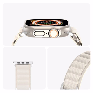 Dux Ducis GS nylon ranneke Apple Watch 42 / 44 / 45 / 49 mm:lle platina